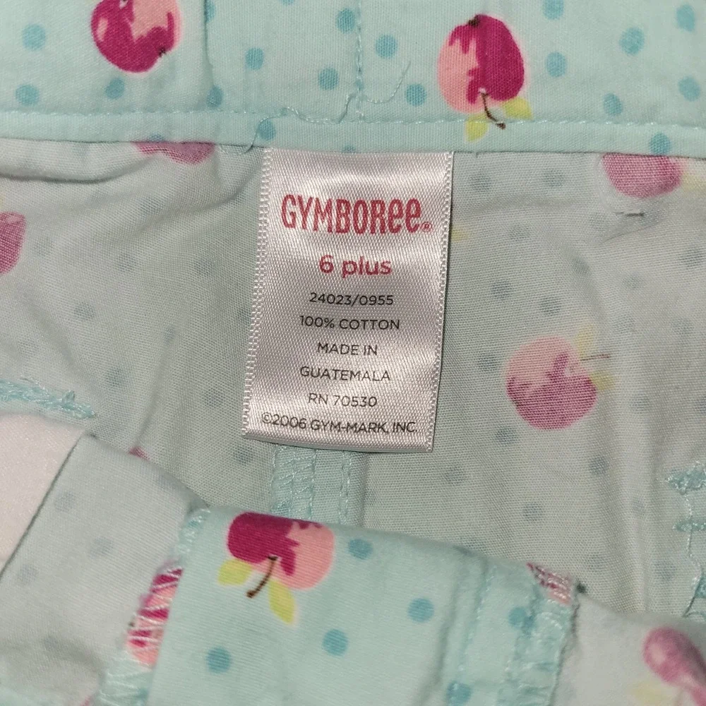 Gymboree Apple Print Polka Dot Shorts Girls Size 6 Plus Blue Bow Waist...‎